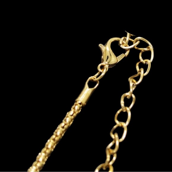 Cherries Crystal Red & Green Fruit Pendant Gold Necklace Chain - Picture 7 of 7